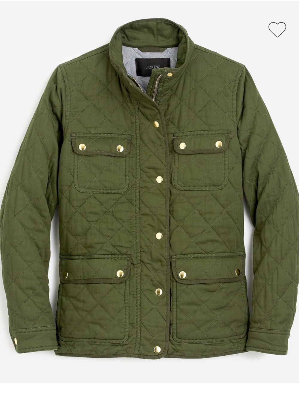 J.Crew Quilted Downtown Field Jacket Moss Green Sz MP Petite